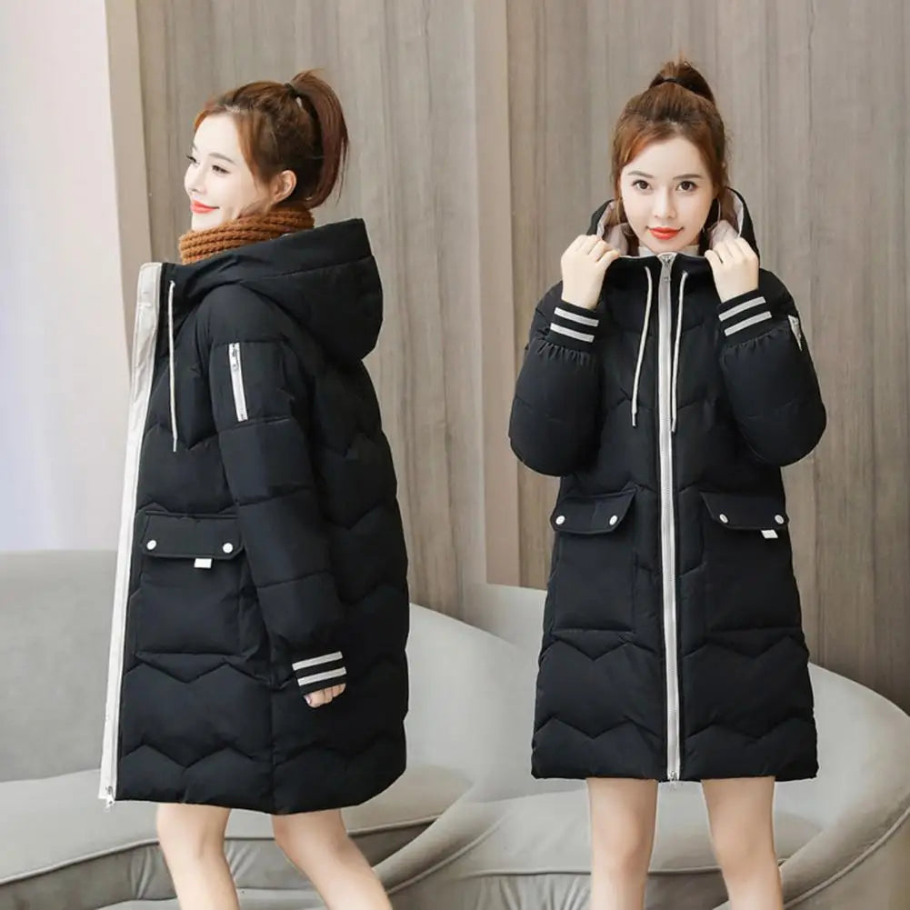 2025 New Women Long Down Cotton Jacket Korean Loose Cotton Coat Winter Thicken Warm Women Parkas Winter Female Hooded Coat