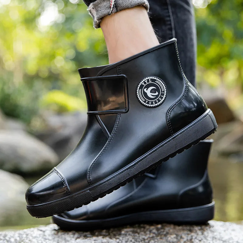 Bottes de pluie pour hommes, imperméables, antidérapantes, semelles en caoutchouc, chaussures de pluie d'extérieur pour la pêche et l'escalade