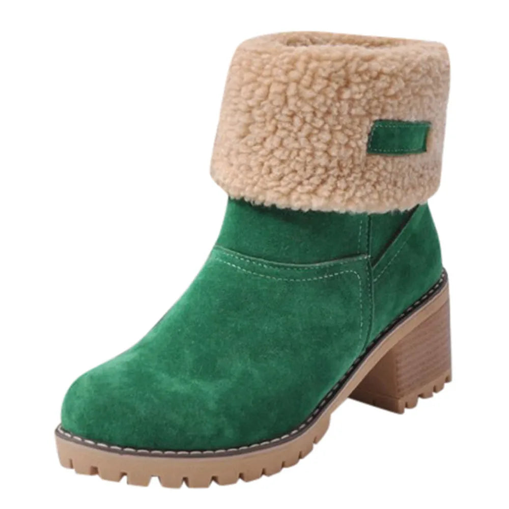 Botas de invierno para mujer, nuevas botas de nieve cálidas de piel, botines cómodos de lana con puños, cuñas de plataforma, zapatos de algodón, botas de media pantorrilla
