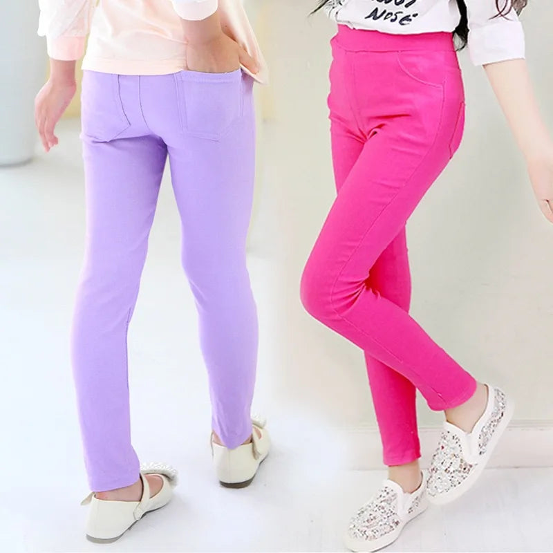 1pcs Spring Summer Girl Pencil Pants Elastic Thin Baby Legging Slim Fit Children's Leggings Autumn Kids Imitation Jeans Trousers