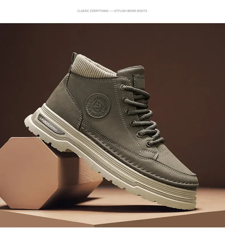 Botas vaqueras para hombre, versátiles, de caña alta, deportivas, informales, para entrenamiento, de moda para exteriores, resistentes al desgaste, para correr, botas de motociclista