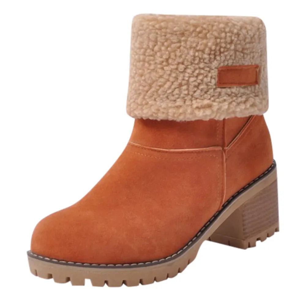 Botas de invierno para mujer, nuevas botas de nieve cálidas de piel, botines cómodos de lana con puños, cuñas de plataforma, zapatos de algodón, botas de media pantorrilla