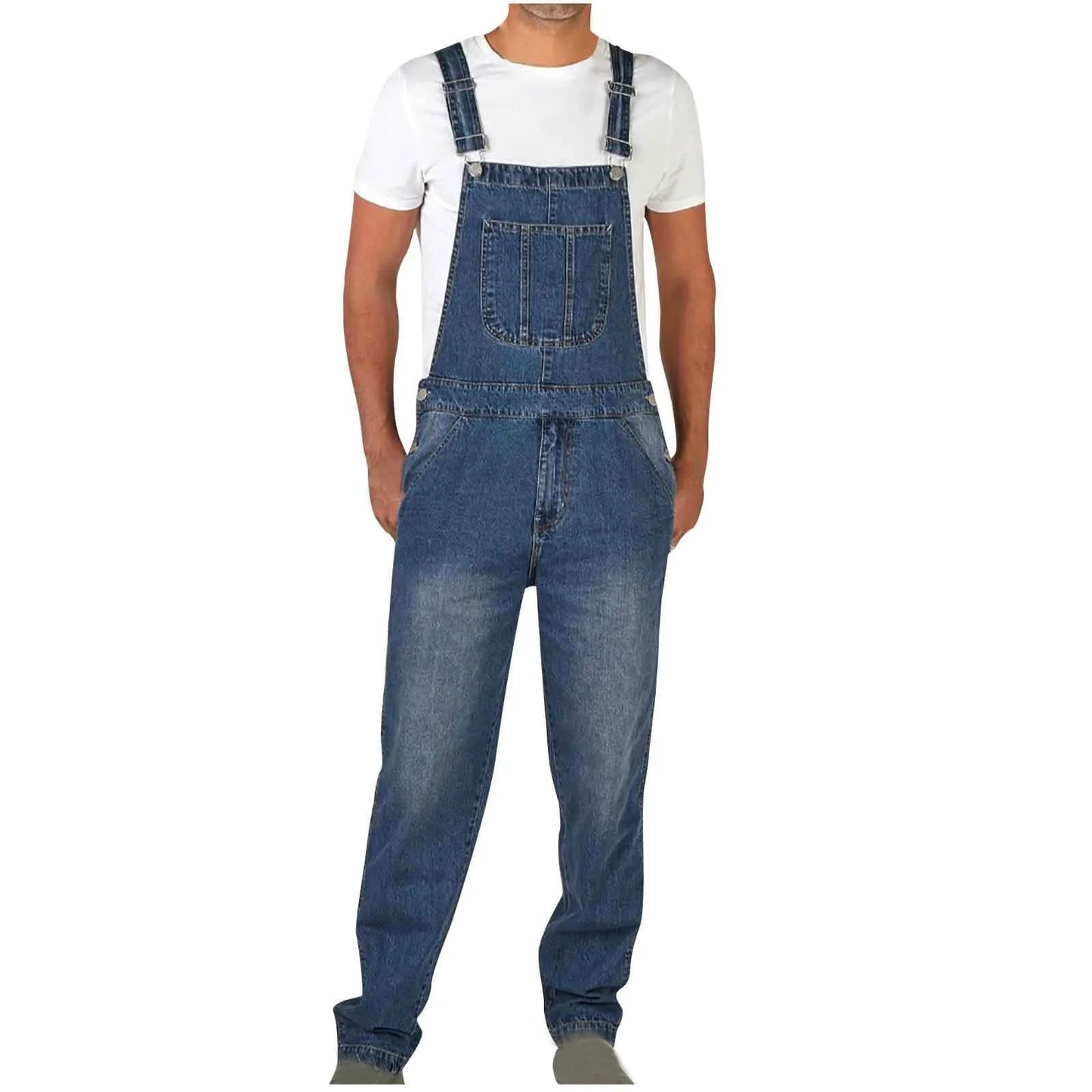 2025 Mens Jeans Overalls Men Pockets Slim Long Denim Pants Cotton Splice Straight Rompers Summer Plus Size Long Jeans Men