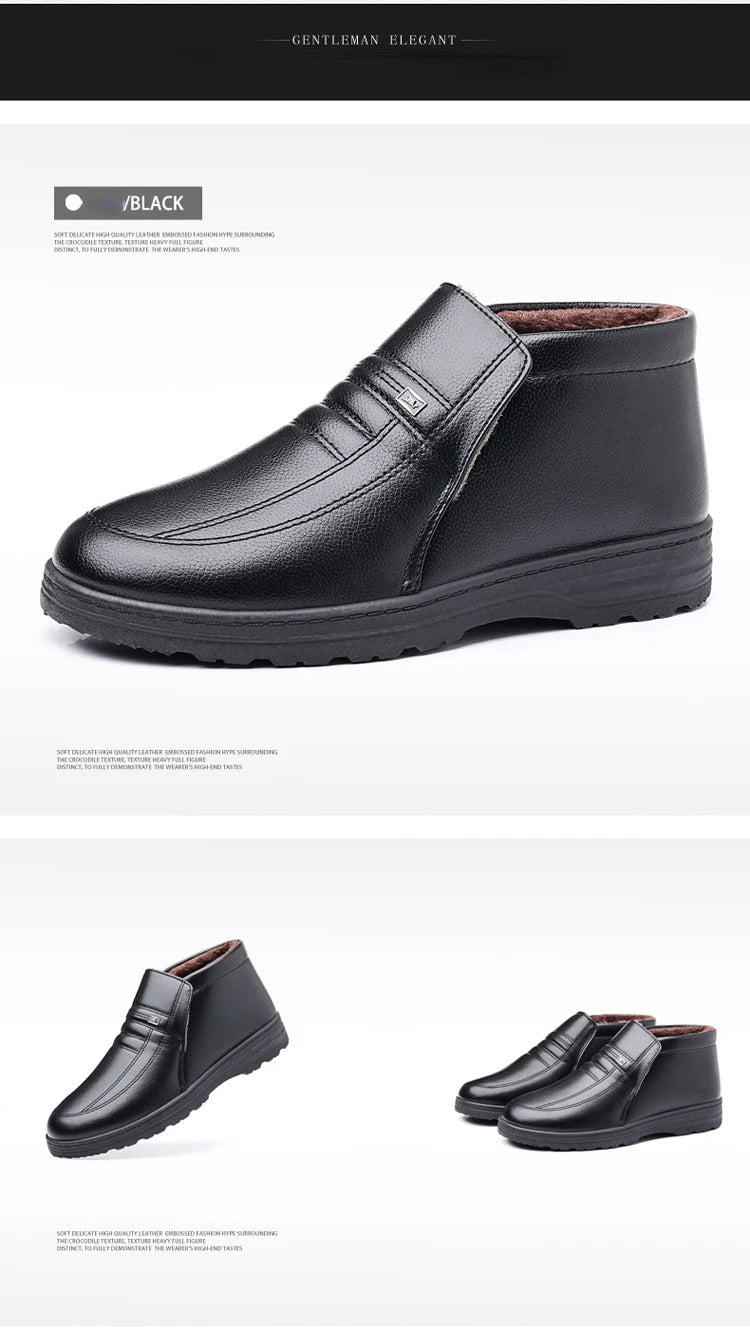 Chaussures en coton pour hommes, montantes, imperméables, décontractées, en cuir, bottes d'hiver chaudes et confortables, bottines tendance pour hommes, nouveautés