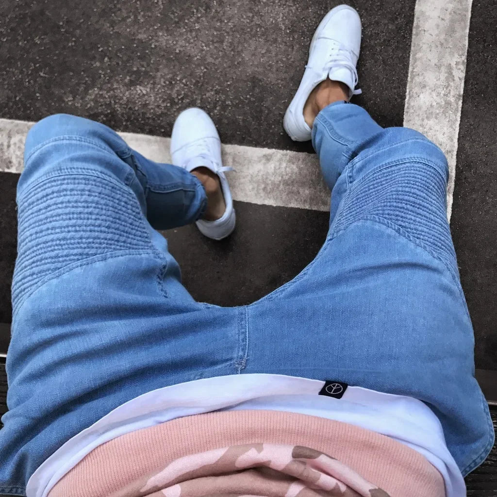 Denim Pencil Pants Men Vintage Washed Jeans High Waist Pockets Zipper Fly Basics Ankle Length Trousers 2025 Casual Long Denims