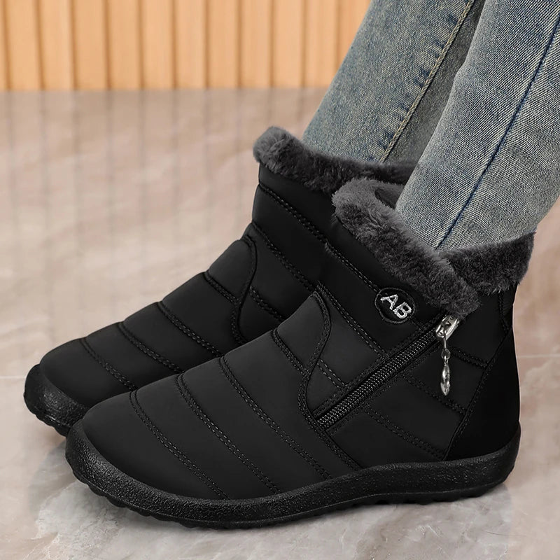 Snow Women Boots Comfortable Women's Boots Waterproof Women Shoes Zipper Shoes Woman Soft Fur Women's Winter Boots Botas Mujer