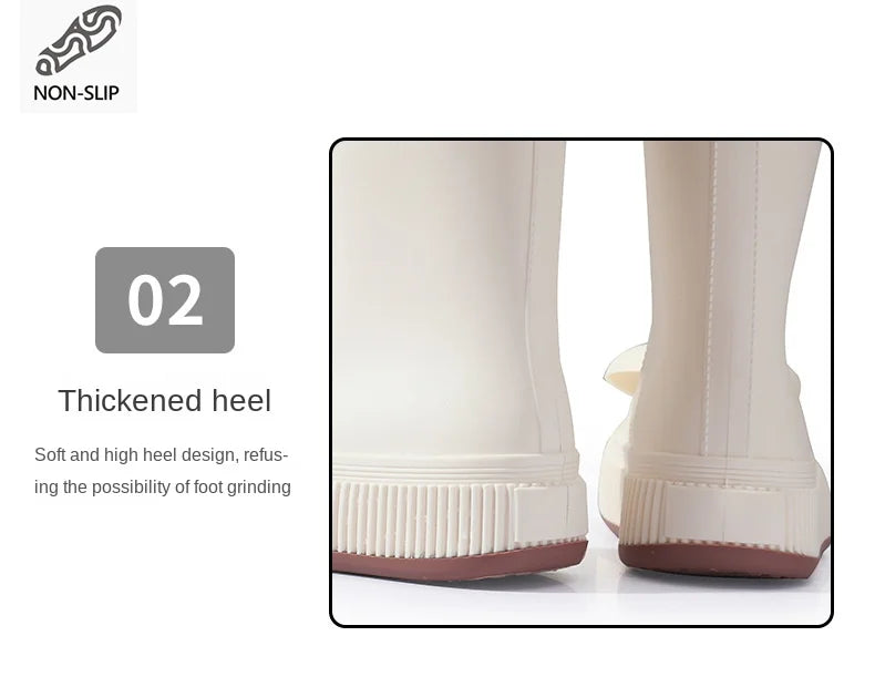 Botas de lluvia para mujer, impermeables, ligeras, con ojales grandes y asas fáciles de poner, resistentes al agua, de altura media.