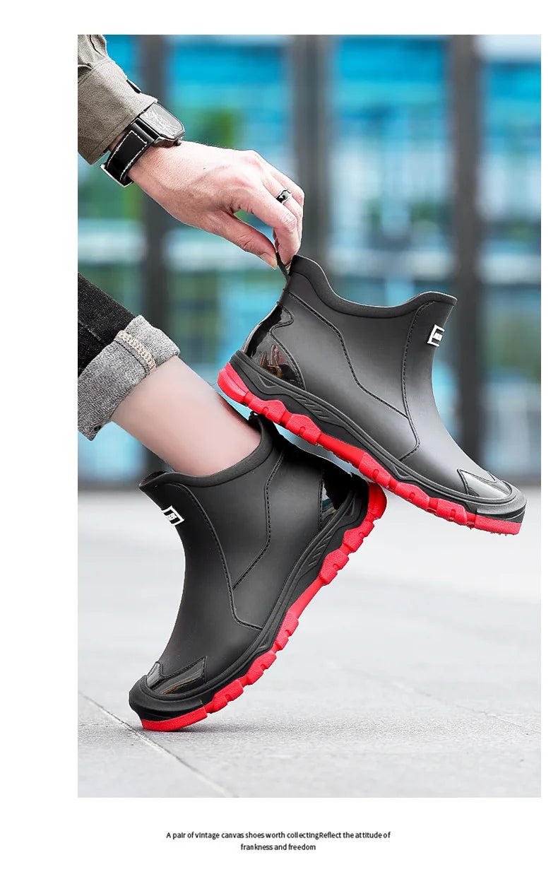 Botas de lluvia para hombre, ideales para primavera y otoño. Botas de goma resistentes e impermeables. Botas de lluvia de invierno con forro polar para hombre. Tallas grandes. Calzado de protección laboral.