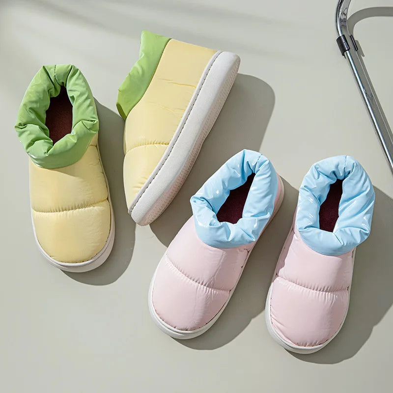 Women's High-End down Fabric Short Boots, Winter Thick-Soled Outdoor Wear, Student Fashion, Couple Indoor Warm, Waterproof, Non-Slip, Thickened