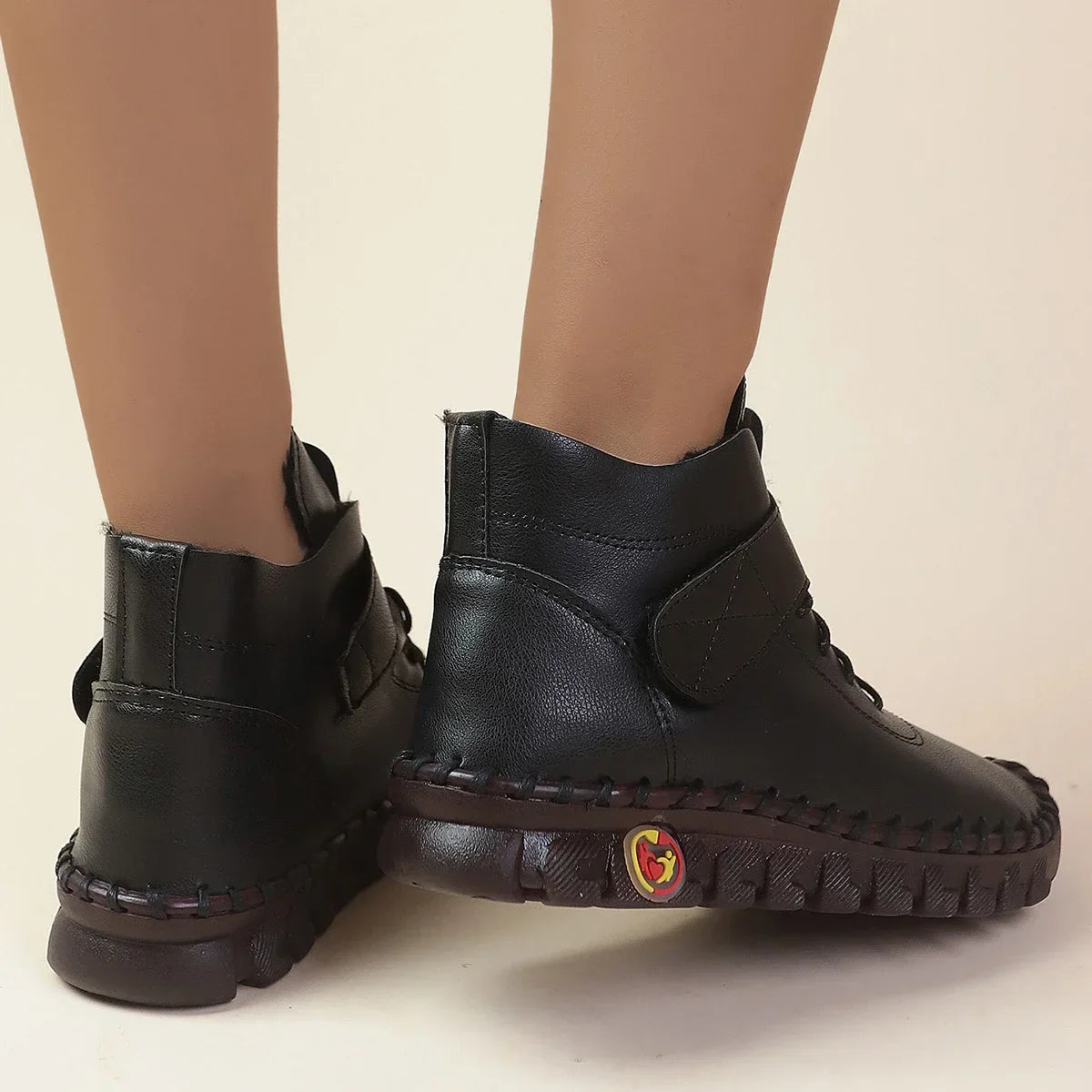 New Fur Thick Boots Women Short Leather Boots Women's Furry Orthopedic Shoes Women Winter Waterproof Snow Boots Botas Mujer