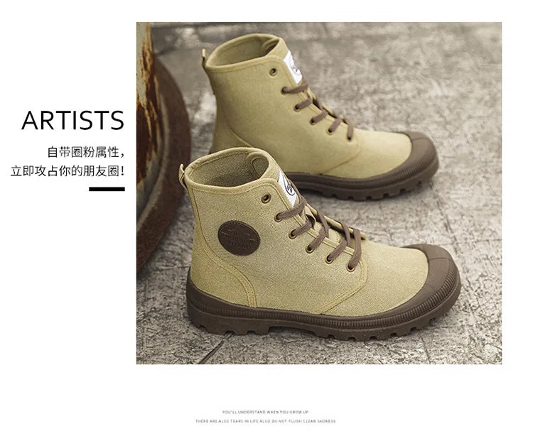 Nouvelles bottes montantes tendance pour hommes, confortables et décontractées, idéales pour l'extérieur, la jungle et l'alpinisme. Bottes à plateforme larges.