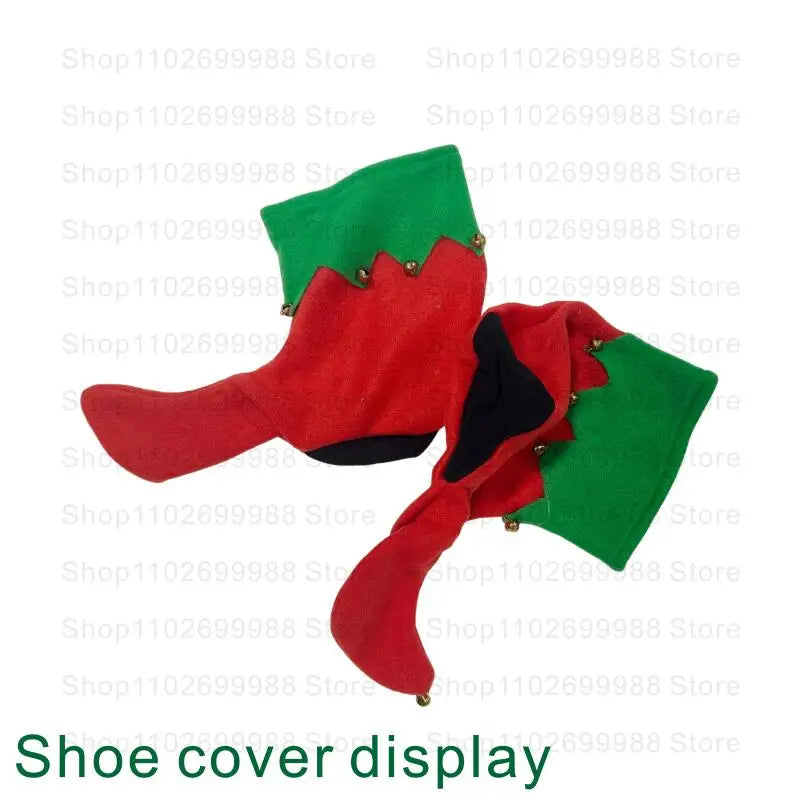 2025 Christmas Boys Cute Green Elf Costume New Year Family Party Festival Fancy Santa Claus Cosplay Outfit Set for Men Women