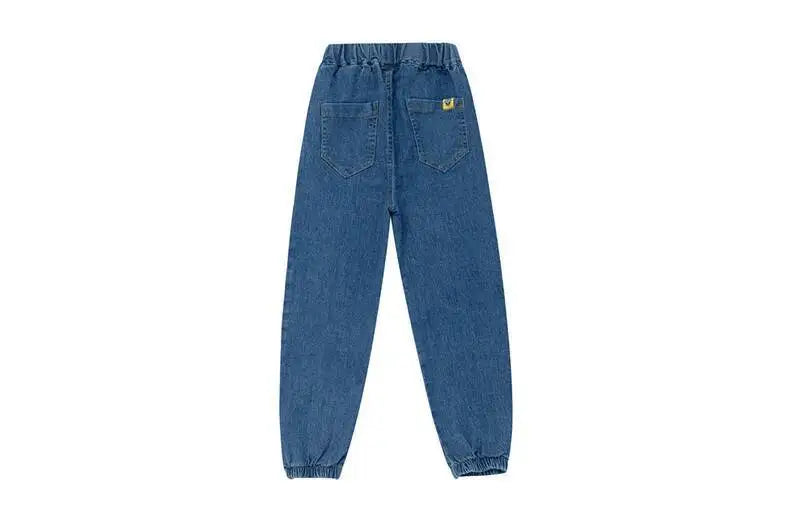 Pantalones vaqueros de primavera y otoño para niños de 4 a 6 años, de algodón con estampado y empalme elástico, pantalones vaqueros coreanos para adolescentes, ropa para niños nueva