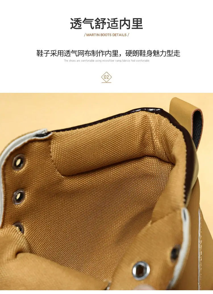 Bottes montantes pour hommes, chaussures en cuir, bottines de motard tendance, bottes d'hiver, chaussures à lacets pour hommes