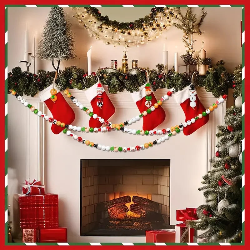 45PCS/75PCS/150PCS Santa Claus Gingerbread Man Snowman Elf Series Christmas Themed Wooden Bead Set, Holiday Party Decorations