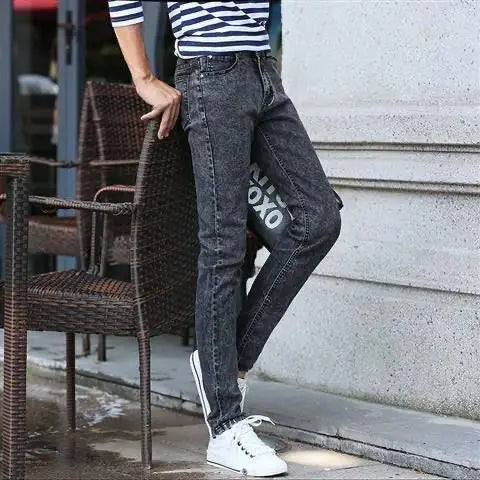 Harajuku Fashion Men's Jeans Stretch  Luxury Clothes for Men Korean Style Streetwear Cowboy Solid Snowflake Skinny Denim Pants