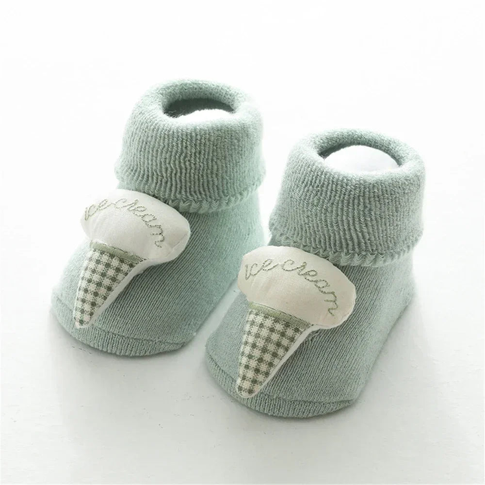 0-12Months Winter Warm Baby Socks Cartoon Animal Newborn Infant Baby Boy Baby Girl Cotton Socks Anti Slip Floor Socks Leg Warmer