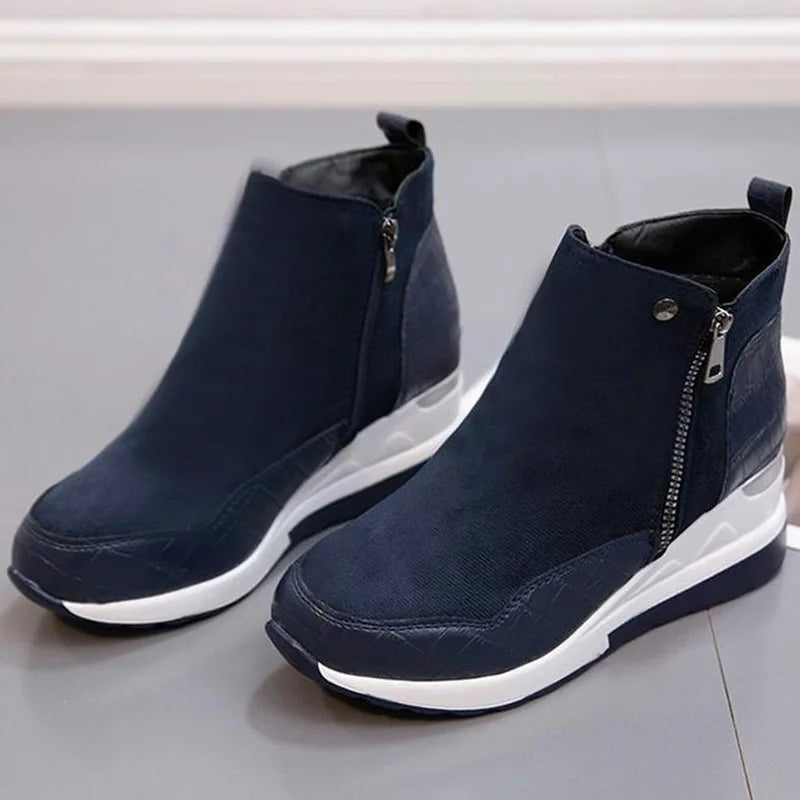 SyfIyno New Women's Fashion Winter Shoes Women's Warm Boots Girls' Platform Snow Shoes Women's Wedge High Heels Large Size 35-43