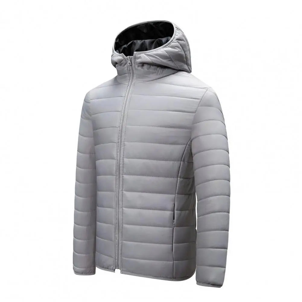 Winter Men Coat Hooded Cotton Padded Warm Windproof Parka Cotton-padded Zipper Closure Lightweight Male Down Coat Sports Clothes