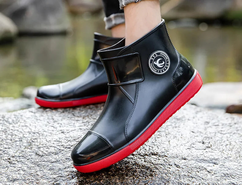 Bottes de pluie pour hommes, imperméables, antidérapantes, semelles en caoutchouc, chaussures de pluie d'extérieur pour la pêche et l'escalade