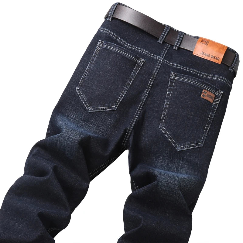 2022 Cotton Men's Jeans Denim Pants Brand Classic Clothes Overalls Straight Trousers for Men Black
