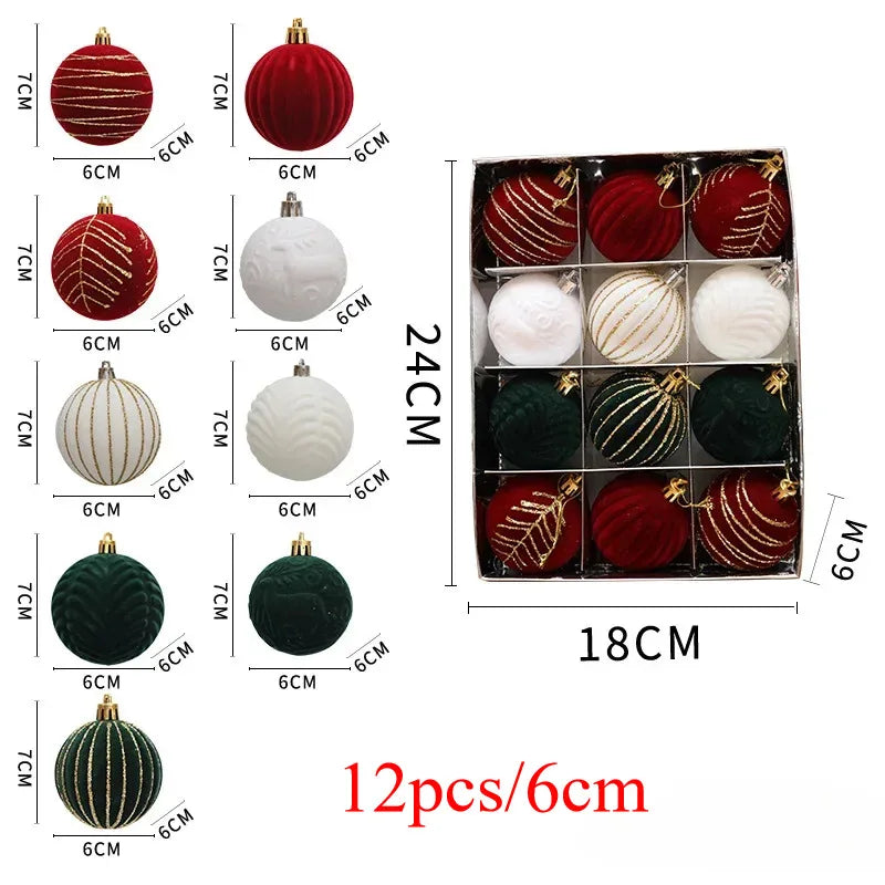 12/16 piezas de adornos navideños de bolas de color rojo vino de 6 cm, con efecto nevado, para árbol de Navidad, fiestas, Año Nuevo, esferas navideñas colgantes.