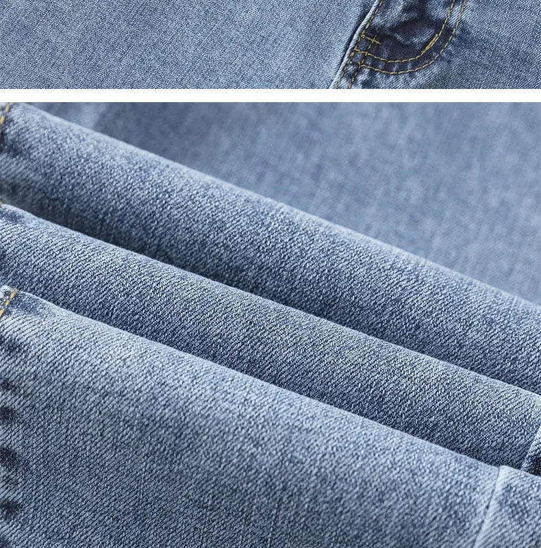 Pantalones vaqueros negros y grises para mujer, pantalones cortos adelgazantes, elegantes y versátiles, pantalones cortos para estudiantes, pantalones largos, corte entallado, silueta suavizante