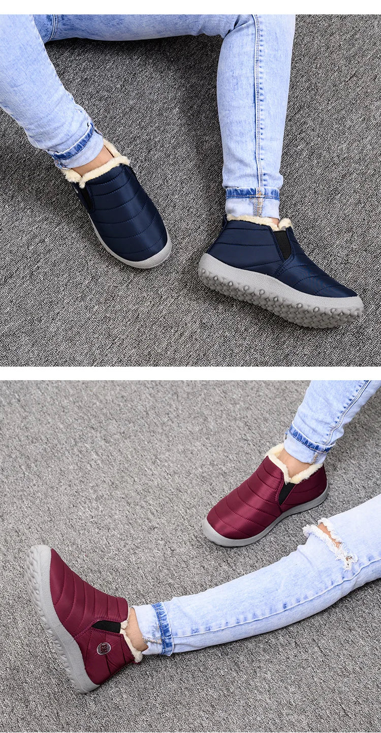 Botas de invierno para hombre, impermeables, de algodón, ligeras, sin cordones, planas, hasta el tobillo, tallas grandes 47, unisex, para la nieve.