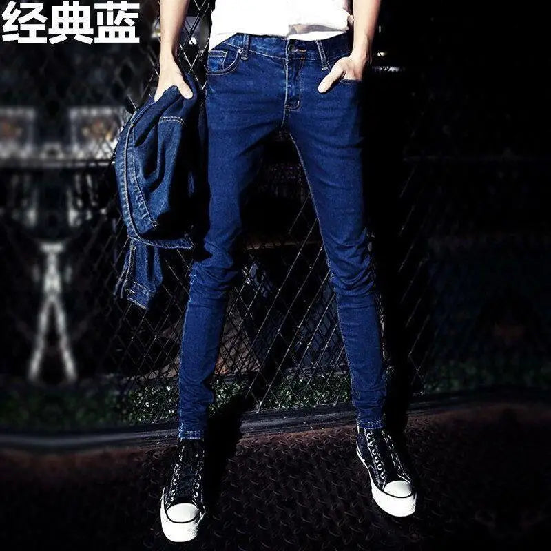 Summer Blue Comfortable Stylish Classic Designer Men's Slim Jeans Luxury Brand Korean Fashion Student Cowboy Soild Denim Pants