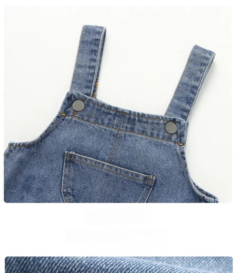Monos vaqueros de algodón para niños pequeños de 0 a 5 años, con tirantes ajustables, holgados, informales, para primavera y otoño