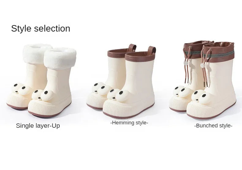 Botas de lluvia para mujer, impermeables, ligeras, con ojales grandes y asas fáciles de poner, resistentes al agua, de altura media.