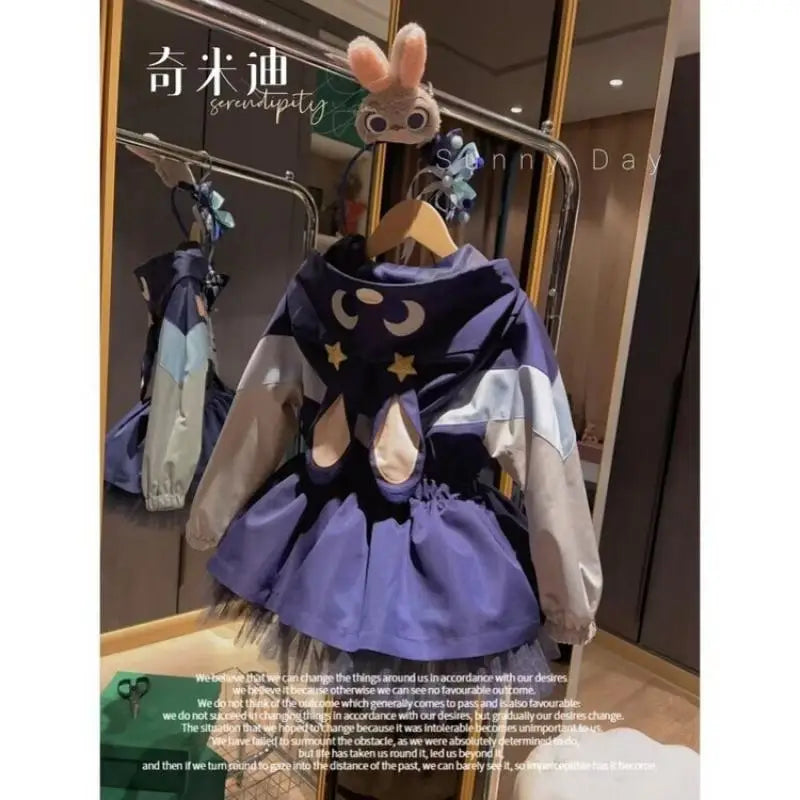 Kawaii Kuromi Cinnamoroll Kids Girls Jacket Autumn New Cartoon Fashion Embroidery Jacket Retract Waist Hooded Outdoor Jackets