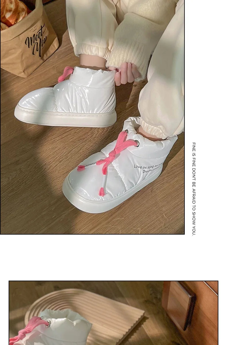 Women New Warm Snow Boots Women Waterproof Winter Sports Cotton Boots Comfortable Thick Bottom Plush Lining Cotton Padded Shoes