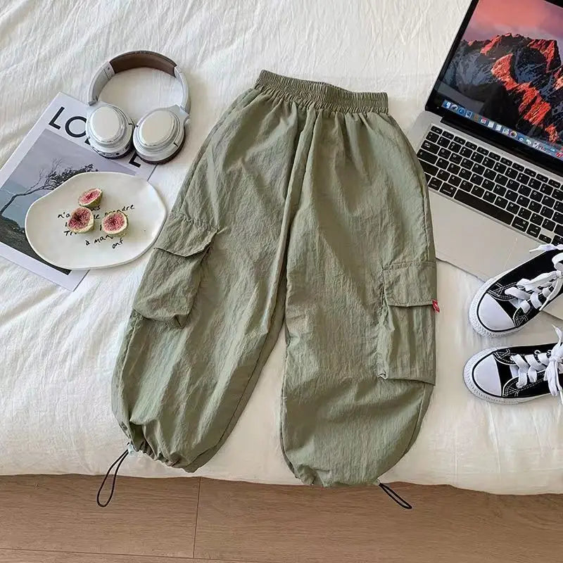 Boys Girls Casual Pants Fashion Kids Spring Autumn Trousers Teenager Vintage Streetwea Pants Children Solid Colour Sweatpants