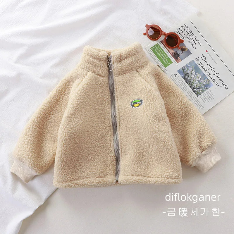 Childrens Clothing Lamb Wool Jacket with Wool Jacket for Boys and Girls Autumn and Winter New Styles Kids Clothes