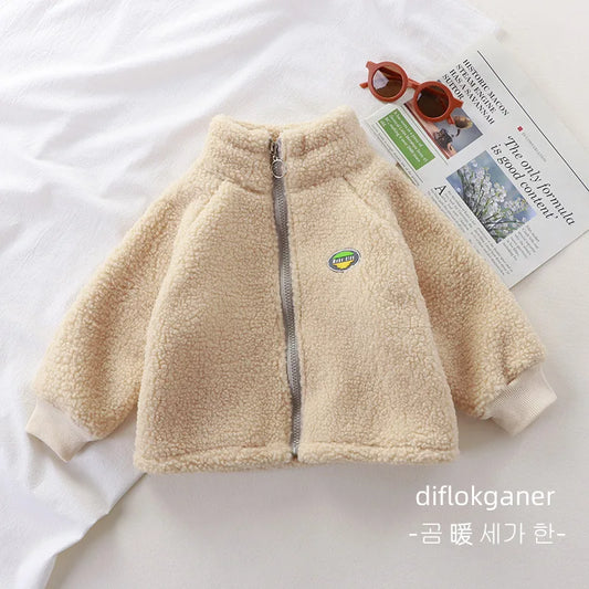 Childrens Clothing Lamb Wool Jacket with Wool Jacket for Boys and Girls Autumn and Winter New Styles Kids Clothes