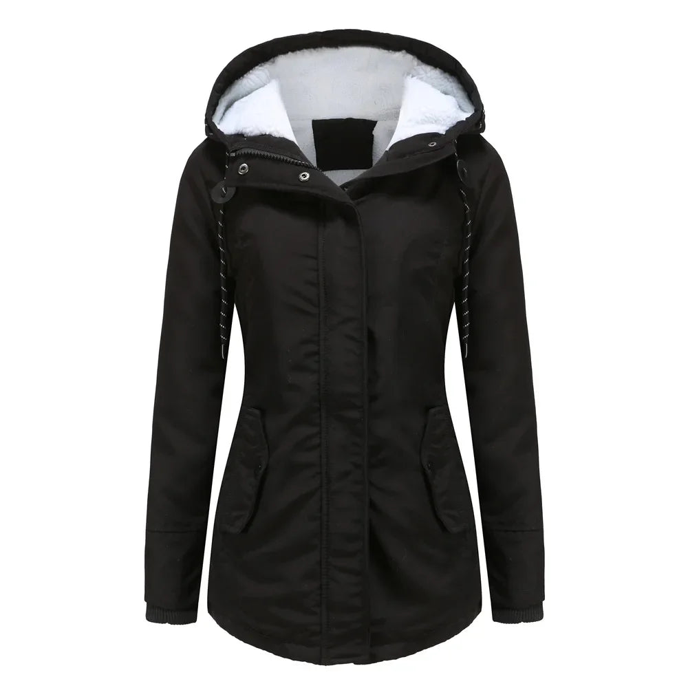 2023 Womens Parker Coat Autumn/winter Cotton-padded Jacket for Women Thickened Jacket Womens Casual Hooded Coat