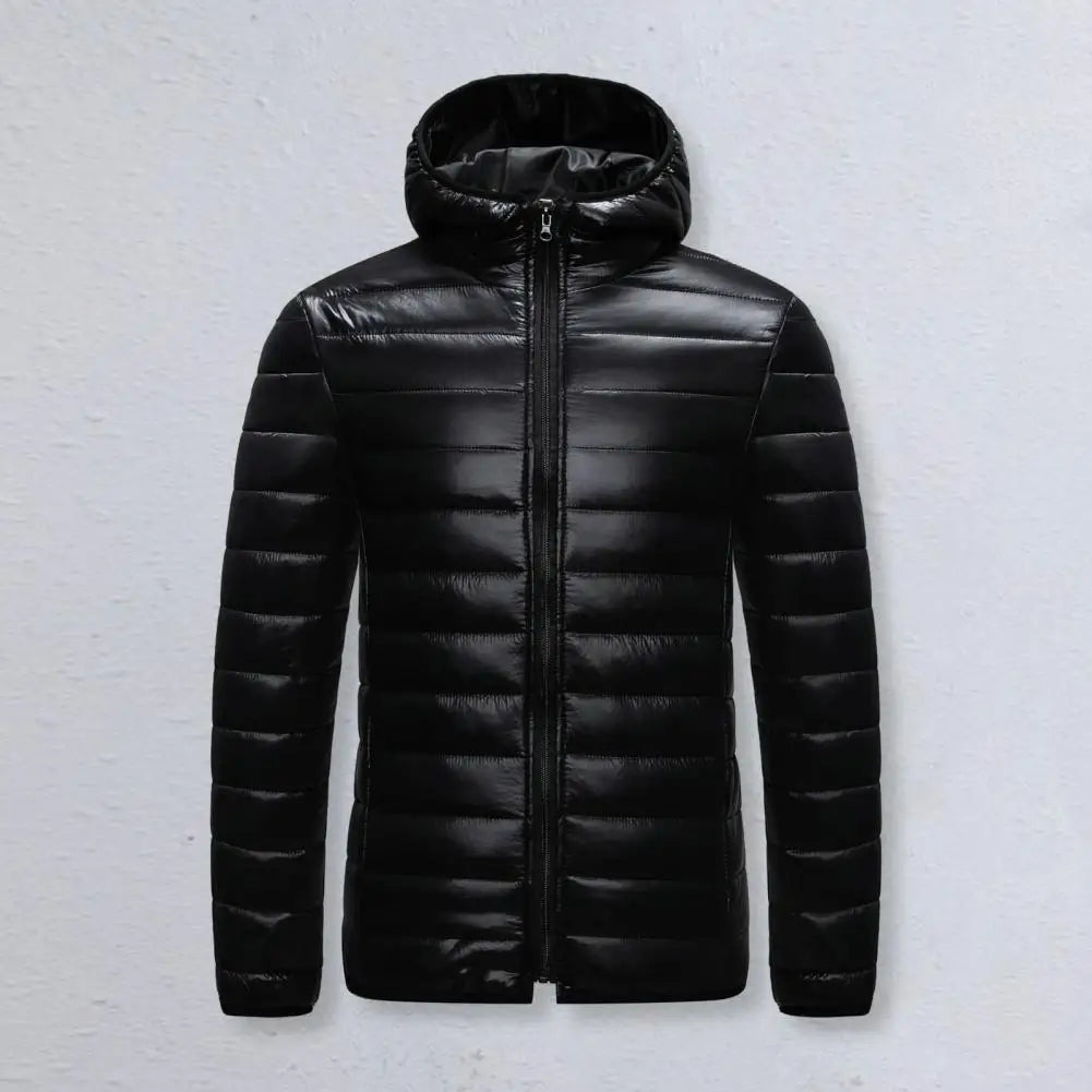 Winter Men Coat Hooded Cotton Padded Warm Windproof Parka Cotton-padded Zipper Closure Lightweight Male Down Coat Sports Clothes