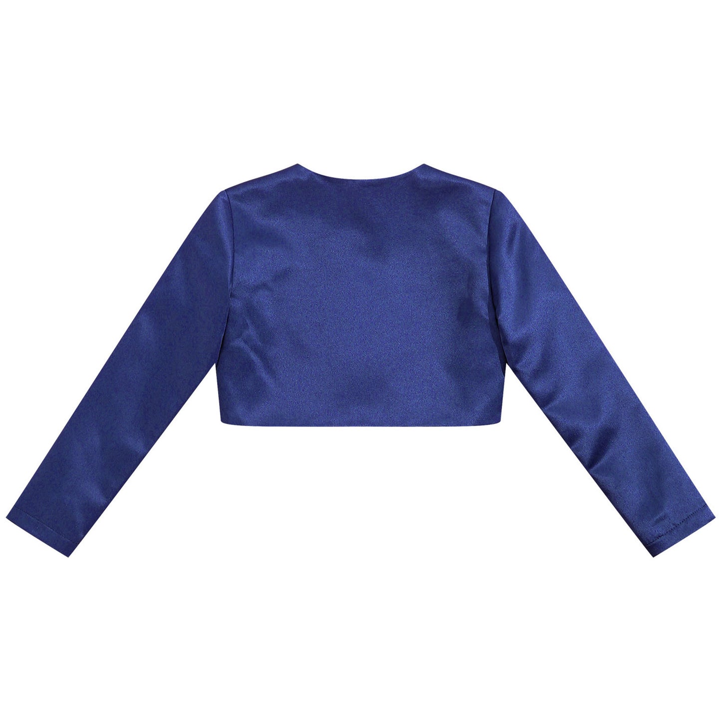 Kids Girls Satin Bolero Jackets Rhinestone Flower Elegant Cardigan Long Sleeve Open Front Shrug Cape Wedding Party Dress Outwear