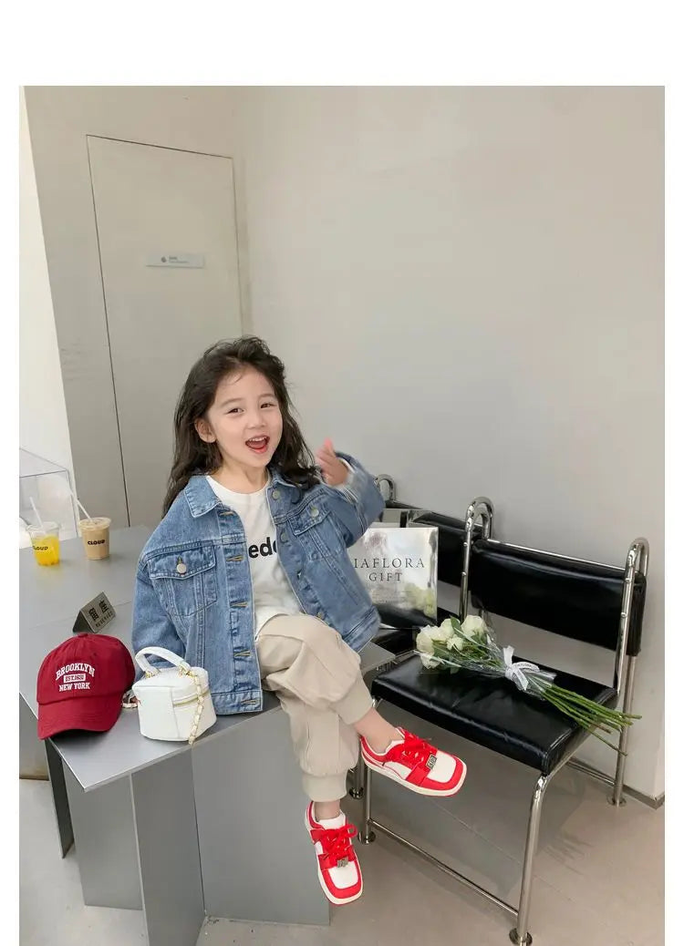 Fashion Kids Denim Jacket For Girls Coat Spring Autumn Children Outerwear Baby Casual Jackets Costume 4-12 Year