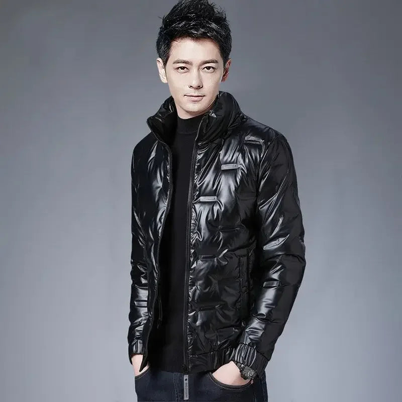 Trendy Men's Cropped Winter Jacket Lightweight Down Cotton Stand Collar Warm Casual Style Korean Version Thickened For Parkas