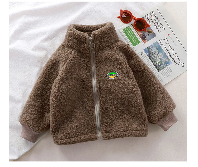 Childrens Clothing Lamb Wool Jacket with Wool Jacket for Boys and Girls Autumn and Winter New Styles Kids Clothes