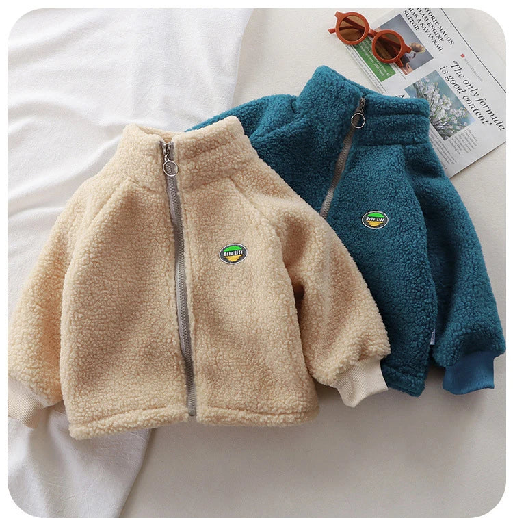Childrens Clothing Lamb Wool Jacket with Wool Jacket for Boys and Girls Autumn and Winter New Styles Kids Clothes