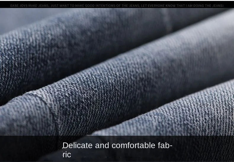 Jeans en denim de luxe pour hommes, style coréen, avec ceinture élastique et cordon de serrage, pour l'automne délavé, décontractés et extensibles