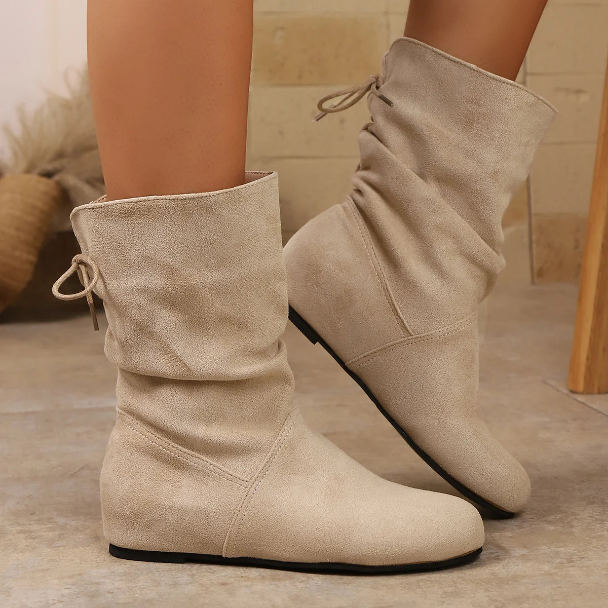 Low Heel Women Boots New Four Season Comfortable Women Shoes Fashion Outdoor Sexy Mid Calf Boots Woman Botas De Mujer