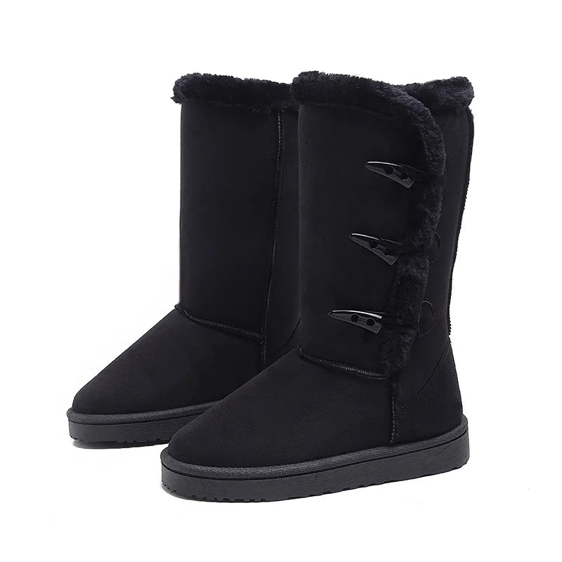 Trend winter warm Women's Snow boots  For Waterproof non-slip  bull horn buckle lady ankle boot cotton shoes