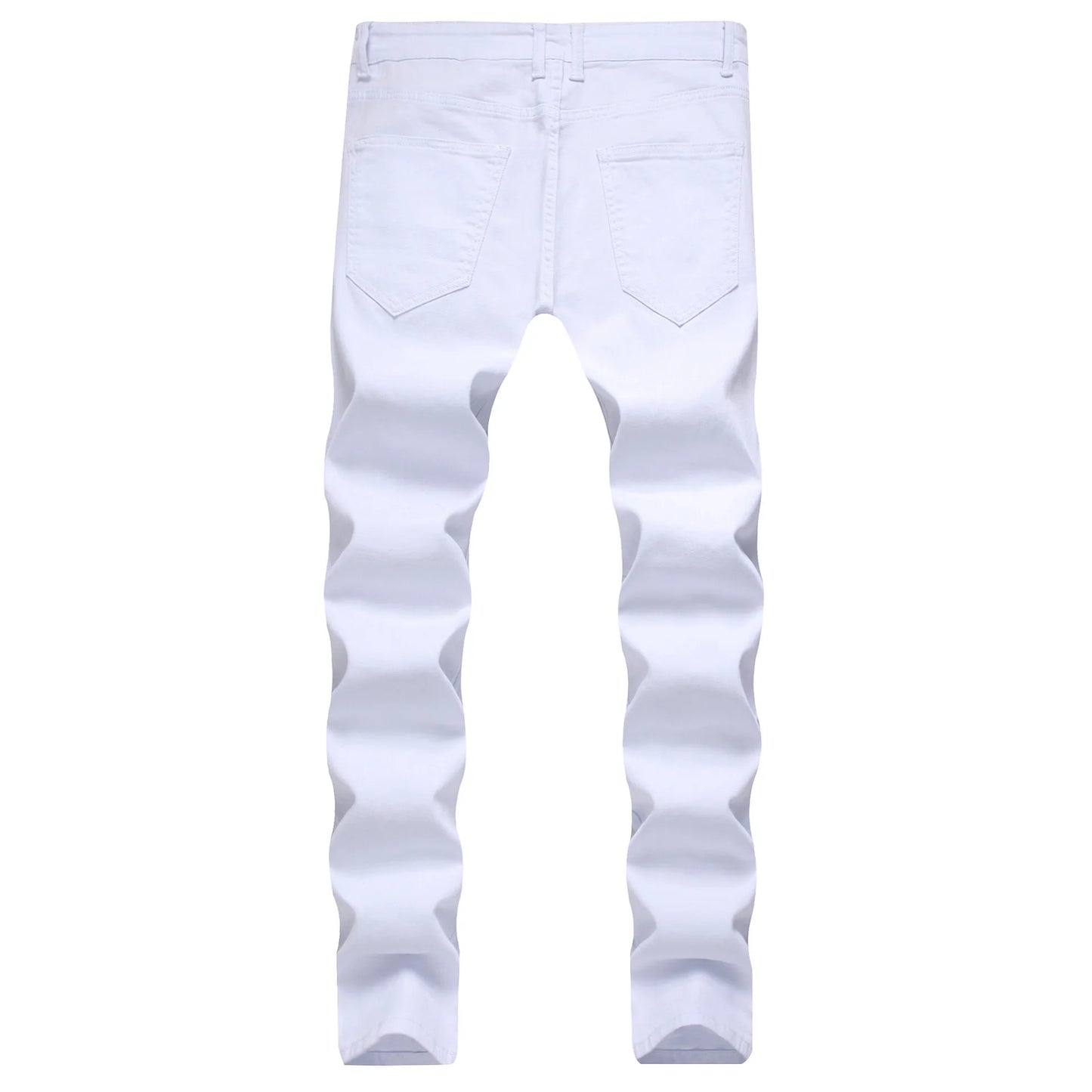Denim Pencil Ankle Length Pants Men Jean Ripped Washed Zipper Fly Hole Jeans Skinny Solid Pockets High Street Distressed