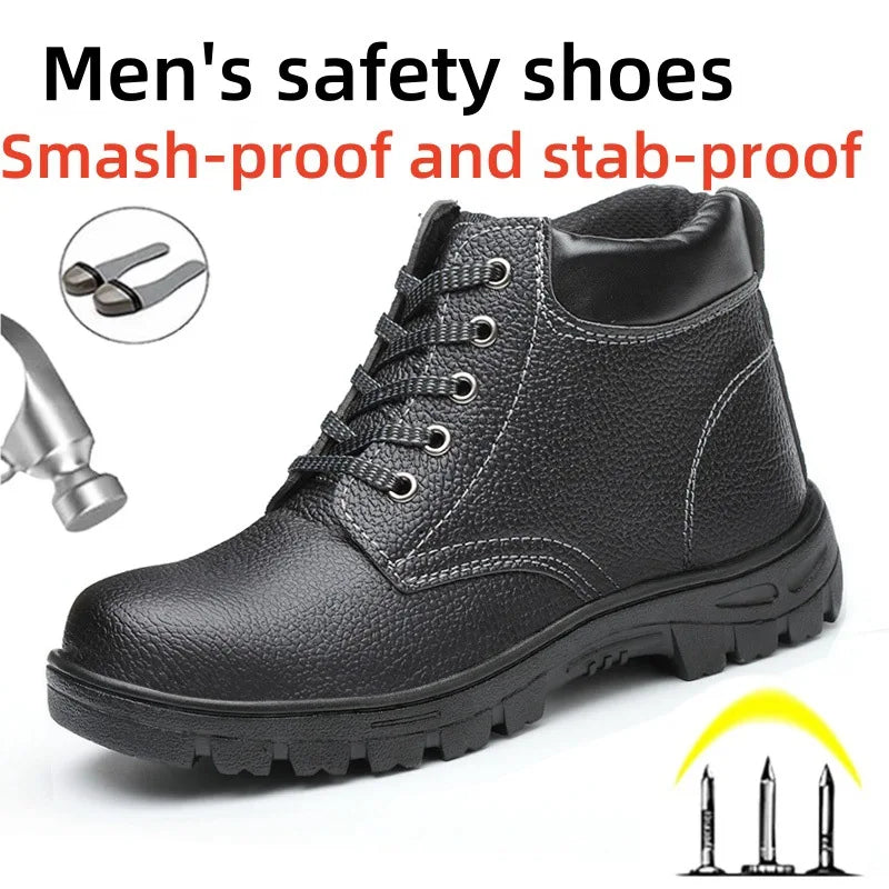 Botas de seguridad para hombre, indestructibles, con puntera de acero, impermeables, resistentes al desgaste y a los impactos.