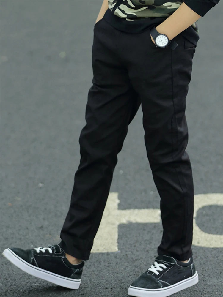 Pantalons pour enfants garçons mode décontractée, pantalon de costume slim noir