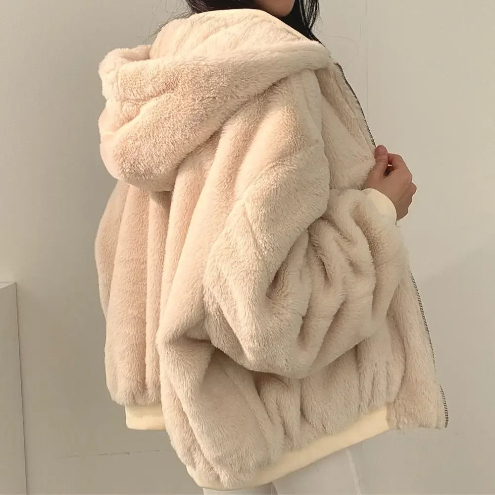 2024 Autumn Thicken Parkas Women Casual Hooded Jacket Winter Comfortable Double-Layer Korean Style Simple Solid Warm Cute Coats